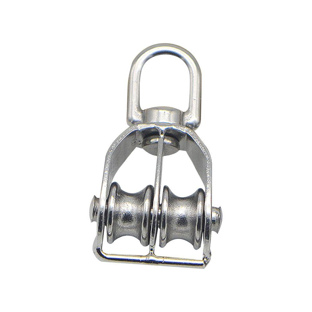 Ring Outdoor Tools Lifting Wheel Double Wheels Swivel Lifting Rope Pulley Stainless Steel Pulley