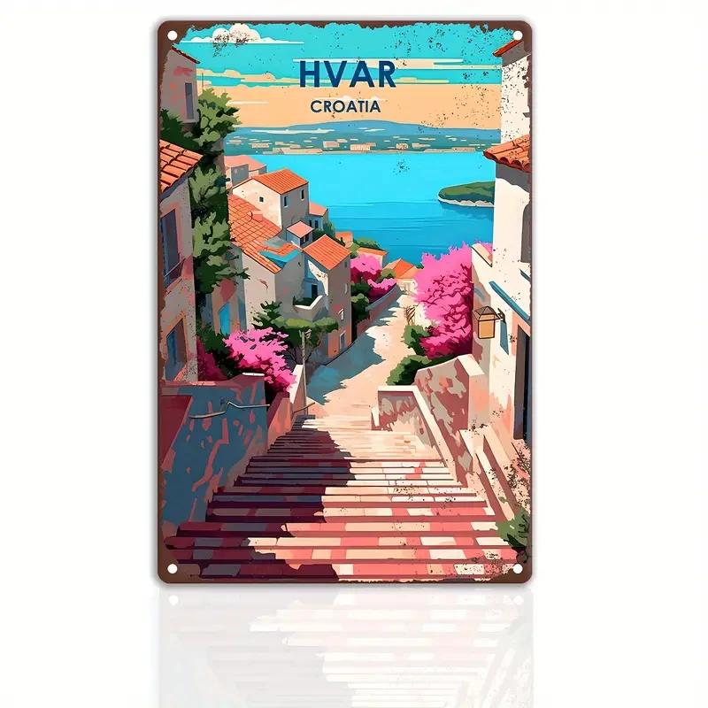 Vintage Travel The World Metal Sign MALAGA CROATIA FLORIDA Retro Poster Home Bar Room Pub Cafe Hotel Club Wall Decor Gift