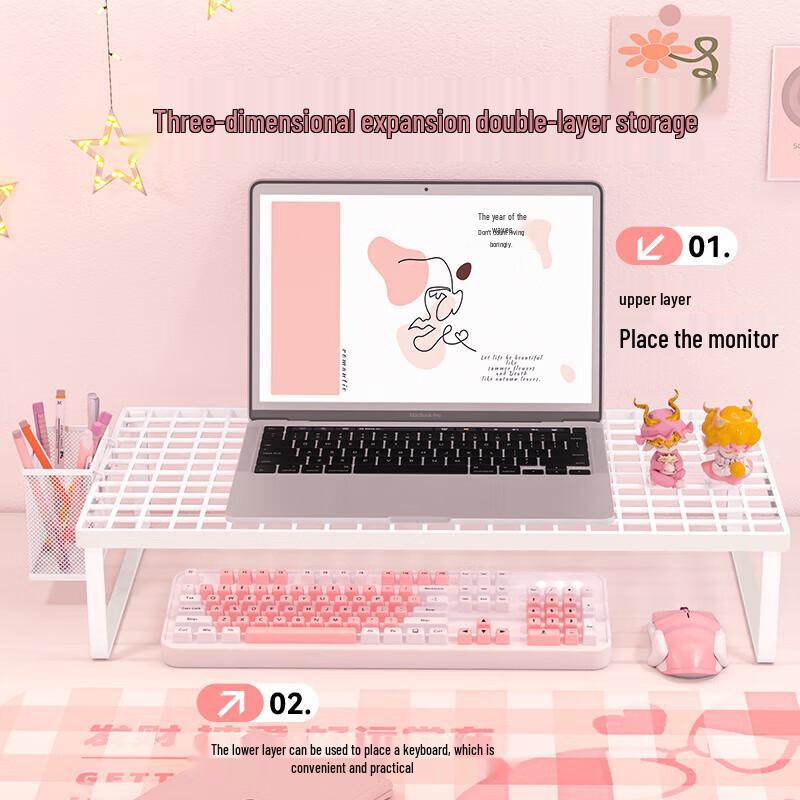 Foldable Metal Laptop & Monitor Riser Stand with Pen Holder