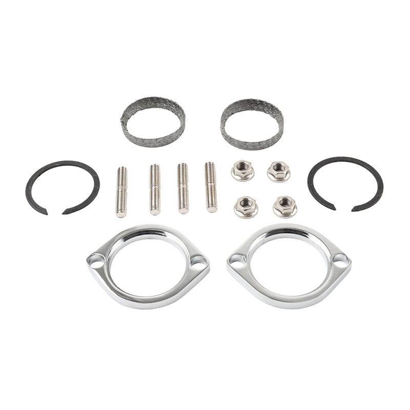 Exhaust Flange tall Kit Flanges Gaskets C-Clips Nuts Washers For Softail Sportster Dyna Touring 30-0205-M53K