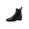 Women Ankle Boots Luxury Genuine Leather High Heels Elastic Band Black Chelsea Short Boots Elegant Female Booties Designer Shoes