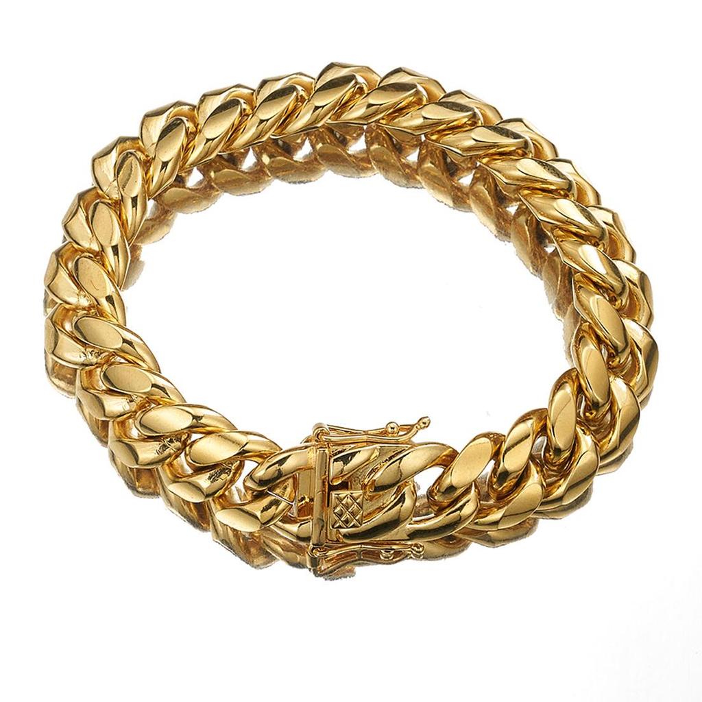 Браслет-цепочка Кубинское звено ( Curb Cuban Link ) из нержавеющей стали, цвет золота/розового золота, браслет-бангл, ювелирное изделие, 7-11 дюймов для мужчин и женщин, 8/10/12/14/16/18 мм