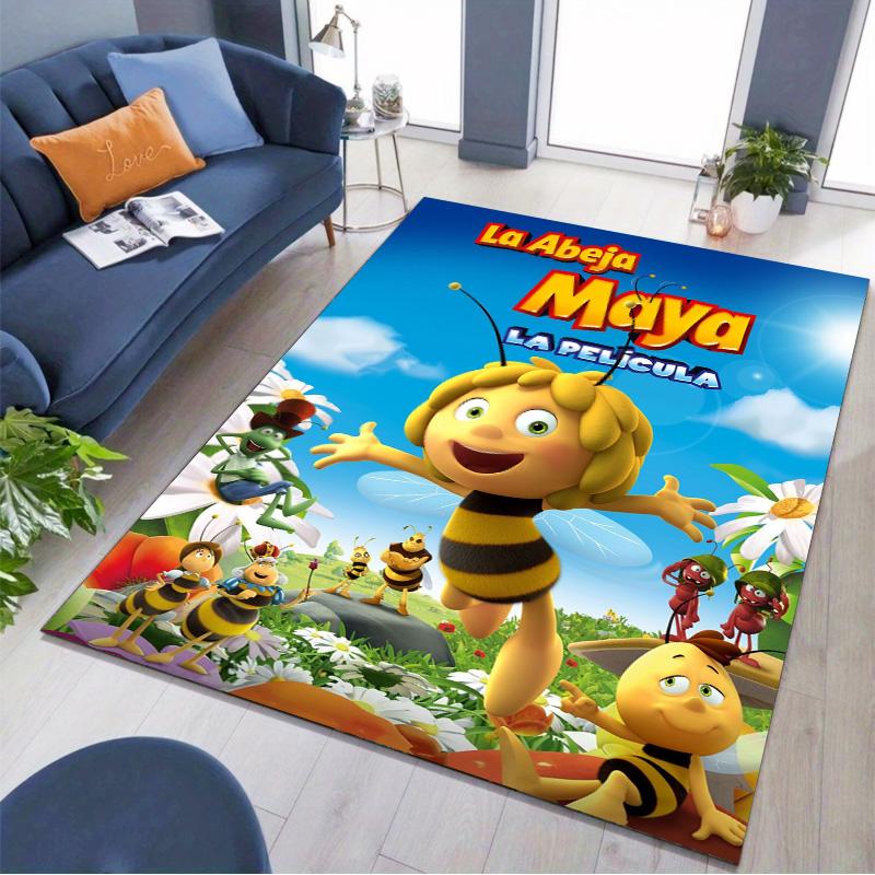 Maya The Bee Cartoon Movie Print Area Rug Non‑Slip Rectangular Floor Mat Cute Kids Animation Decor Rug for Bedroom Living Room