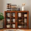 Solid Wood Retro Desktop Cup Storage Cabinet Home Restaurant Tea Set Storage Box Dustproof Mug Antique Display Rack