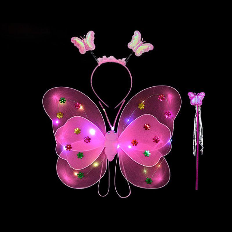Детский светодиодный костюм бабочки, реквизит для детей, светящиеся крылья ангела на 2-8 лет, день рождения, Пасха