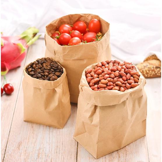 50/100PCS Fine kraft paper bag food holiday gift bag for sandwich bread candy recyclable party bag dry packaging paper bag