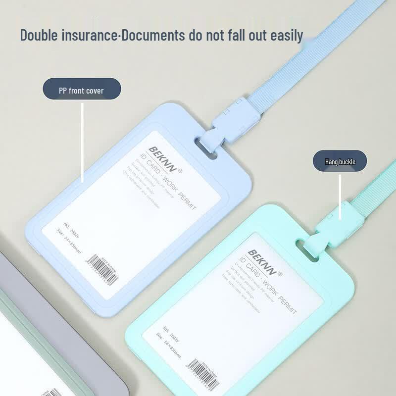 Вертикальный держатель для рабочей ID-карты цвета Моранди с ремешком