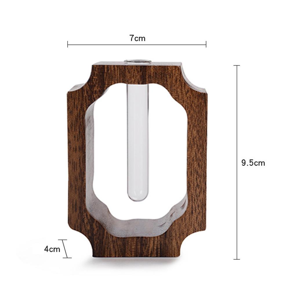 Test Tube Shape Solid Wood Flower Vase Vase Ornaments Wooden Stand Hydroponic Flower Vessel Clear Glass Vase