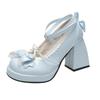 Thick-soled Blue Thick Heel Sweet Cute Japanese Soft Girl Children Cloth Lolita High Heels Waterproof Table Bow Shoes