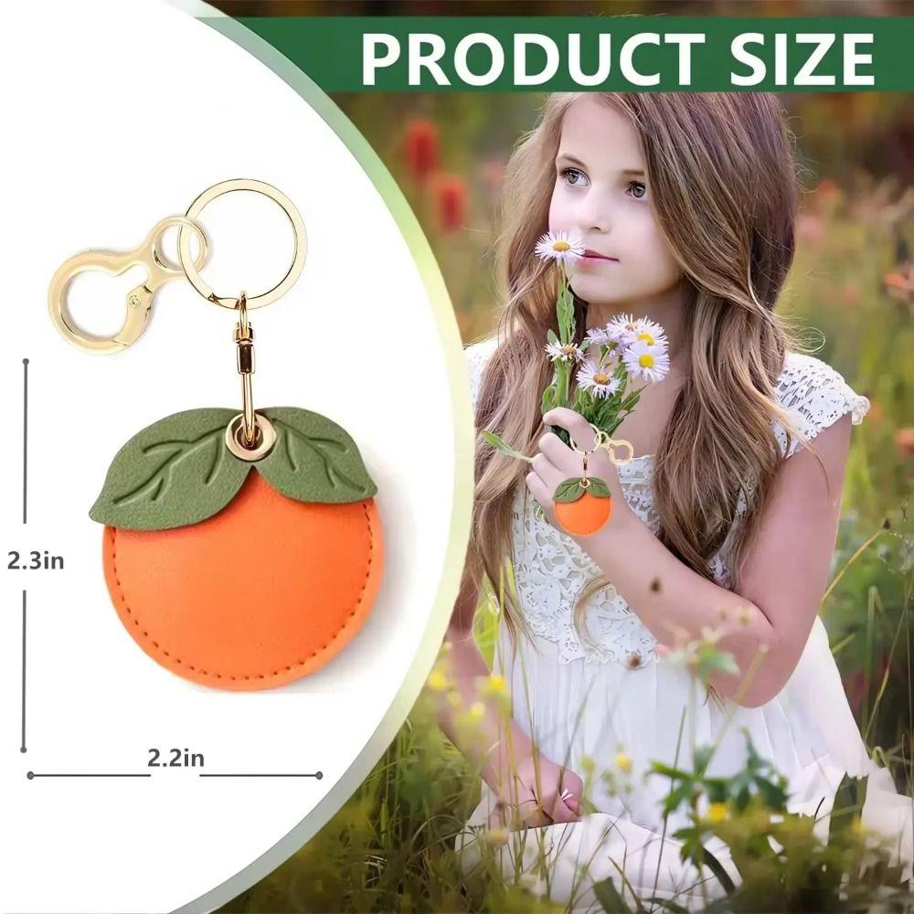 Protective Cartoon Key Holder Fruit Green Leaves PU Fruit Key Rings For Access Card