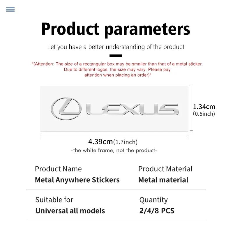 AAPL1 2026 Hot Interior Stickers 4pcs Metal Car 3D Emblem Trunk Personalized Sticker Badge Decal For Lexus GX470 LS400 LX470 LX570 RC3