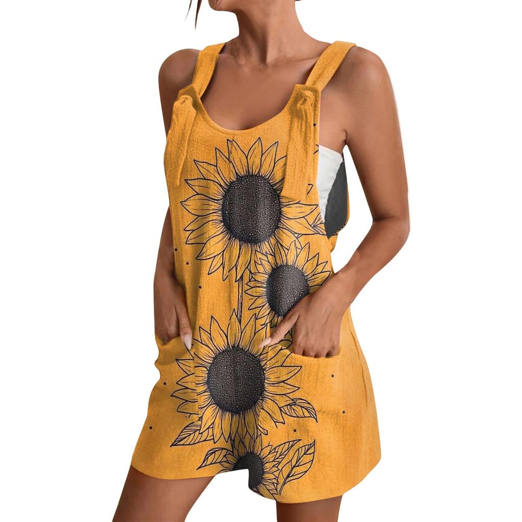 Женский модный комбинезон с цветочным принтом, повседневный комбинезон-шорты