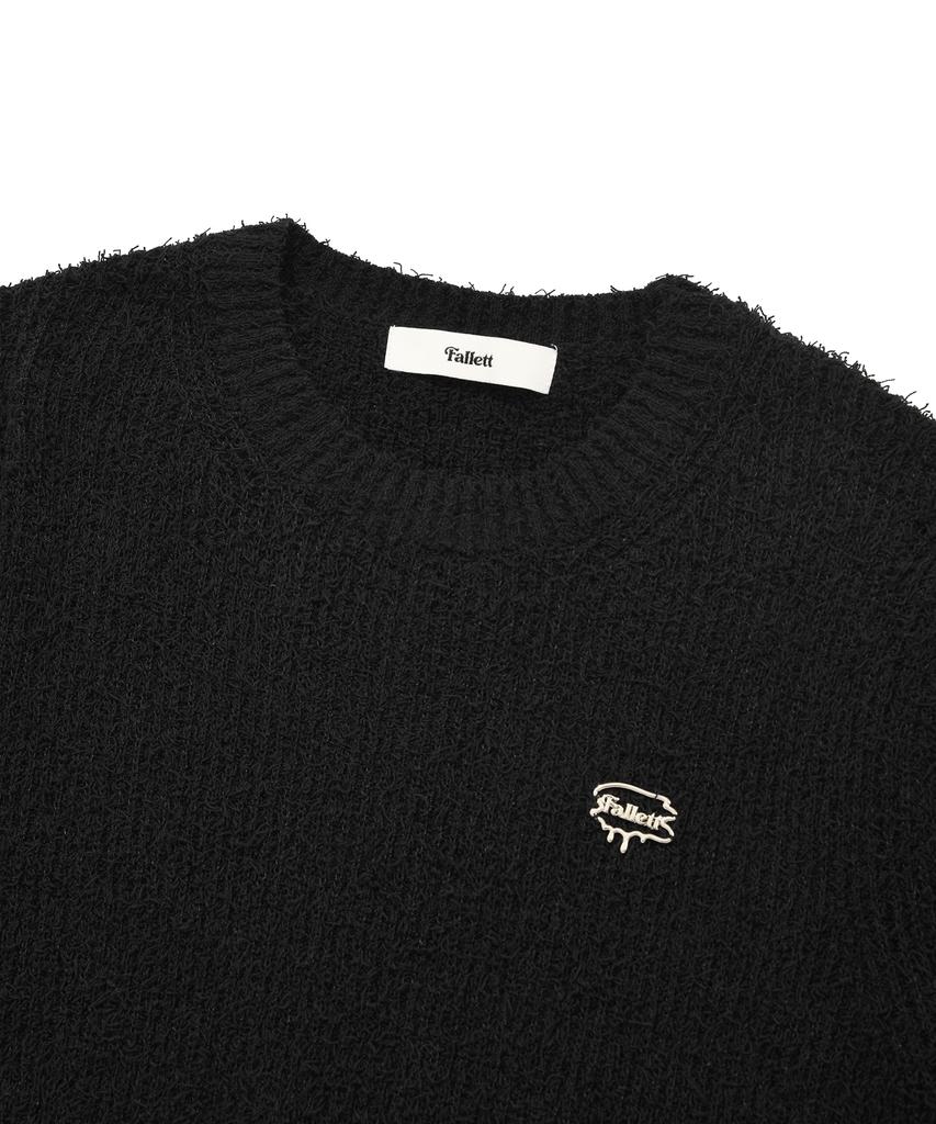 FALLETT Fringe Long Sleeve Knit Black