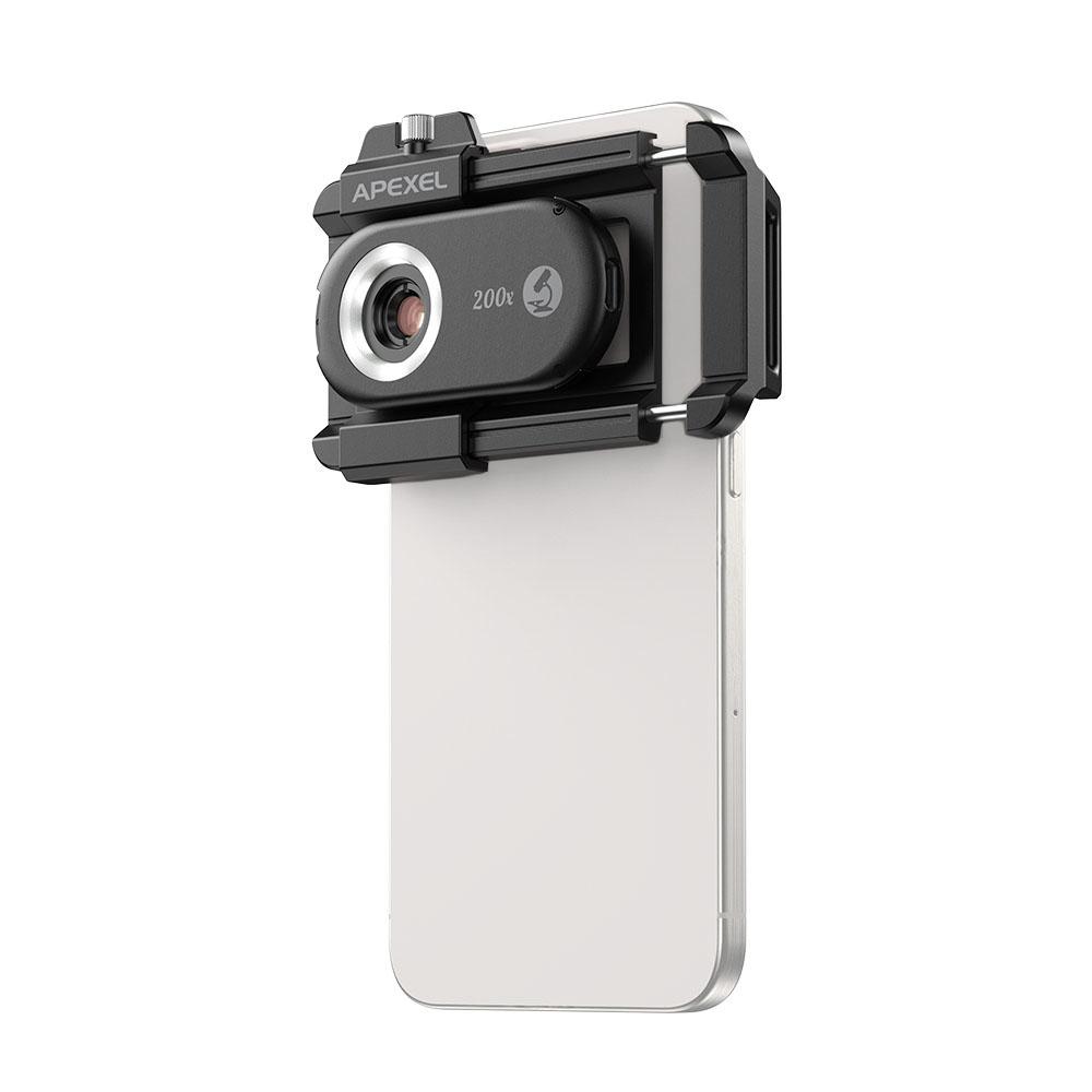 APEXEL APL MS200 200X Объектив микроскопа для мобильного телефона со светодиодной и УФ-подсветкой, встроенным CPL-фильтром, аккумуляторный микроскоп