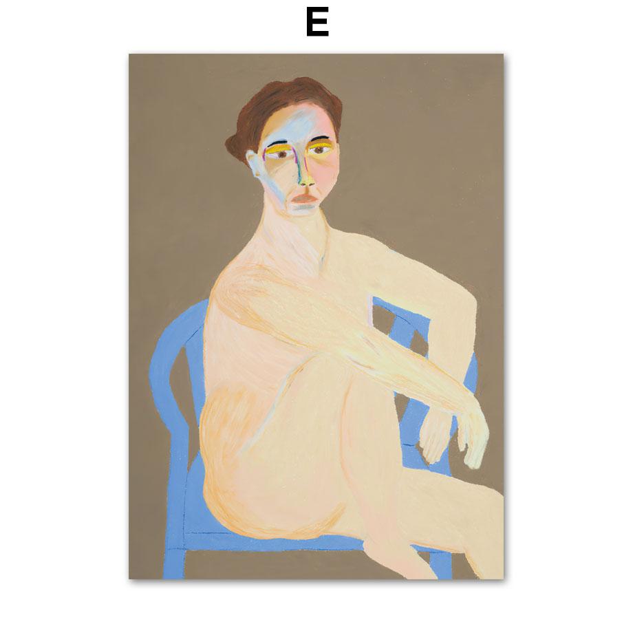 Абстрактная линия фигуры девушки, обнаженная геометрия, настенная живопись на холсте, плакаты на скандинавскую тему и принты, настенные панно для декора гостиной