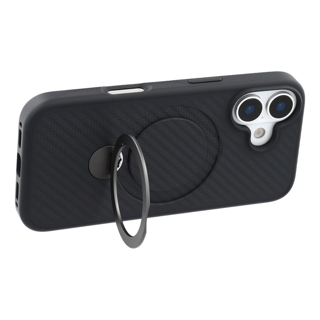 For iPhone 17 Case Compatible with MagSafe Kickstand TPU+PC Phone Cover Carbon Fiber Texture