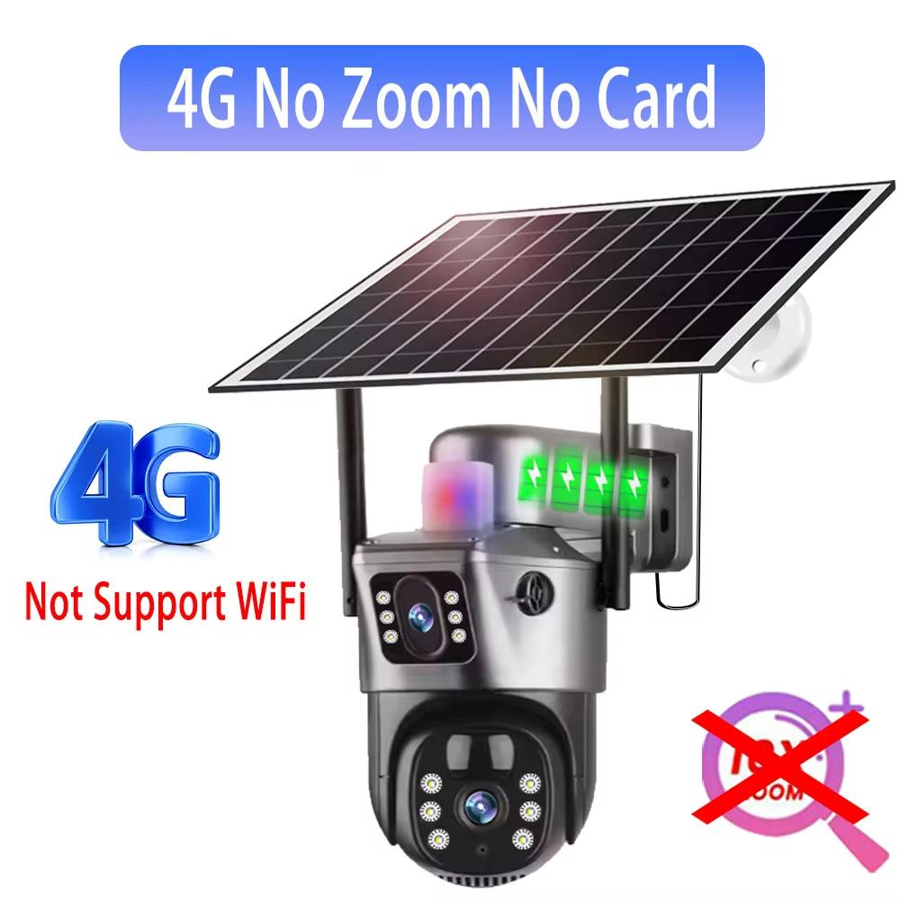 12MP 10XZoom Solar Camera 4G Dual Screen Surveillance Outdoor 6K Three Lens PTZ Auto Tracking 360 CCTV Security Cameras V380 Cam