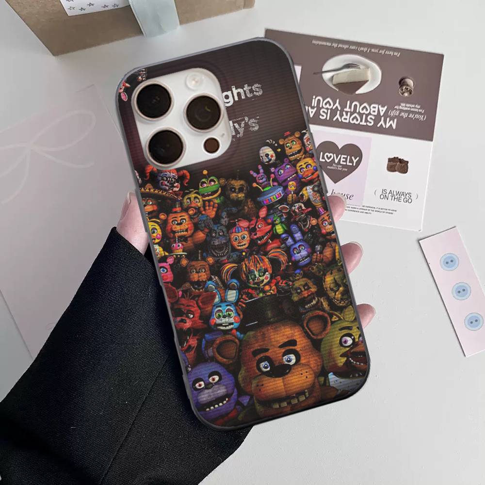 AmineF- Fnaf F-Five-nights-At-Freddys Чехол для телефона iPhone 16 15 17 Pro 13 14 Pro Max Plus Мягкая силиконовая накладка с волнистым узором
