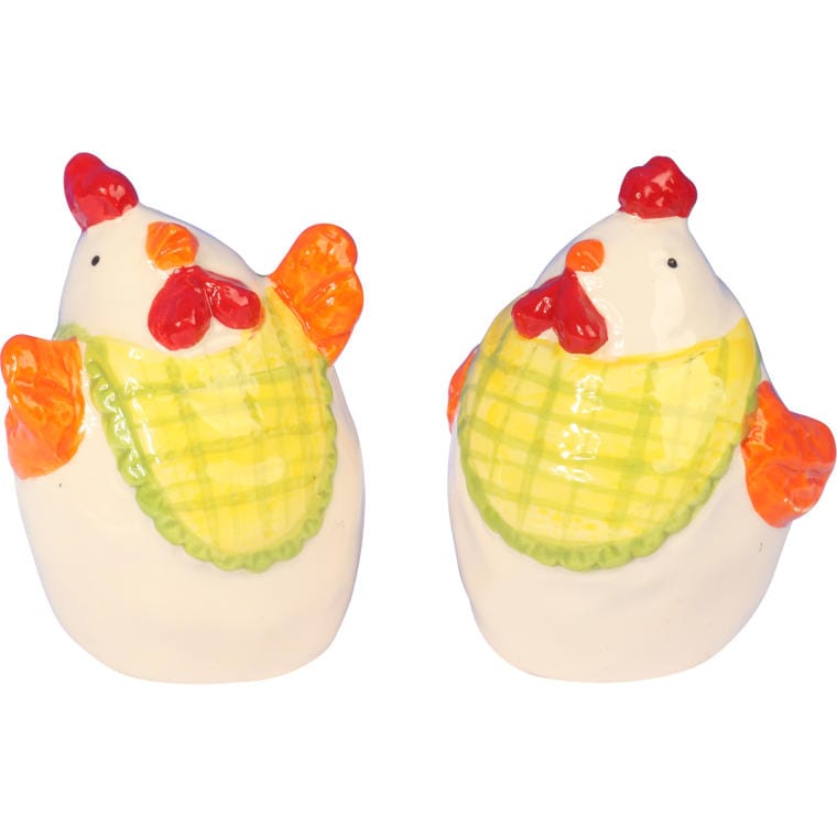 Ceramic Chicken Set: Rustic Style Salt and Pepper Shakers