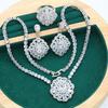 Diamond Studded Zircon Lady Jewelry Set Ring Necklace Earring Bracelet Set New