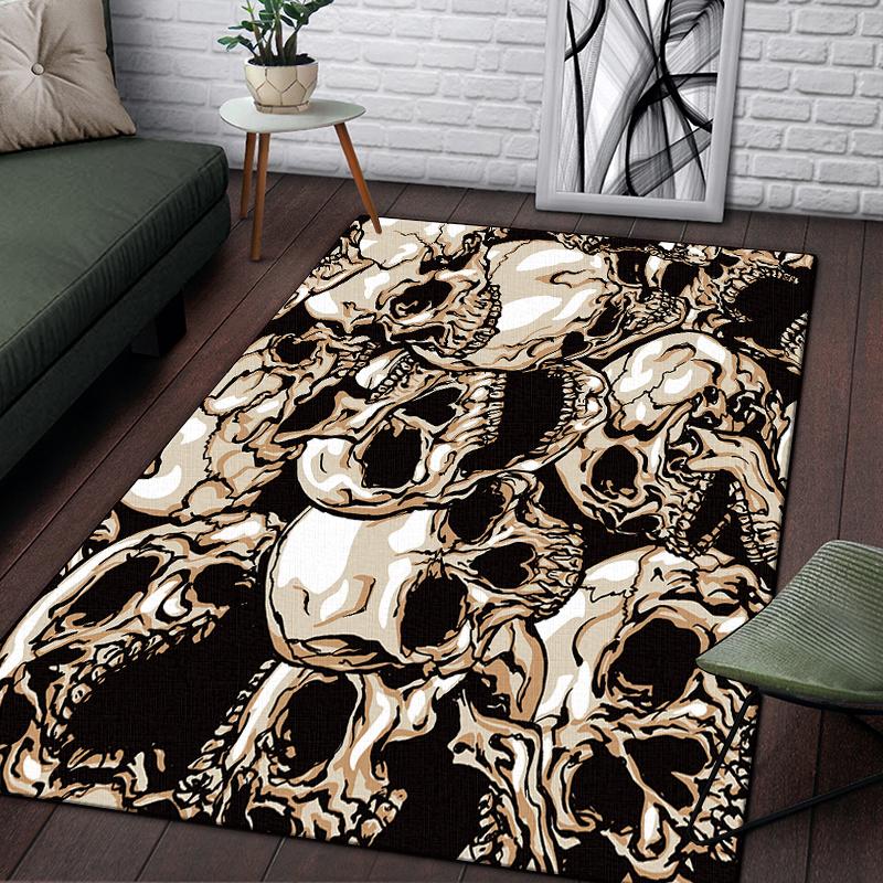 Винтажный декоративный череп с узором розы, декоративный квадратный ковер, современный дом, гостиная, пол, матовый ковер для спальни, художественный коврик для плаката