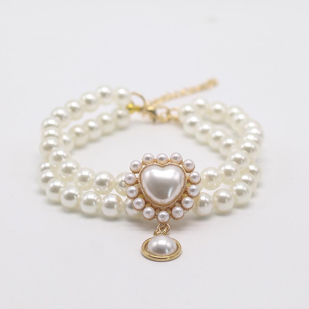 Cute Girl Pearl Collar Collars for Girl S with Small Heart Shape Rhinestone Adjustable Length Collar