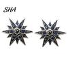 Lapel Pin 1/2Pcs Double-Layered Eight-Pointed Star with Rhinestones, Thickened Alloy Safety Buckle for Suits Shirts Wedding Formal Wear Decorative