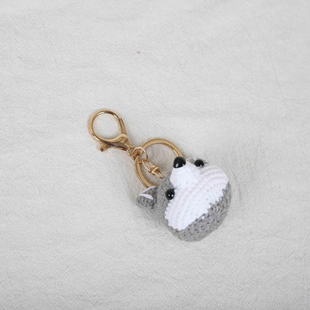 Handmade Knitted Dog Pendant Bag Decor Woven Key Ring Jewelry Gift Crochet Corgi Keychain Backpack