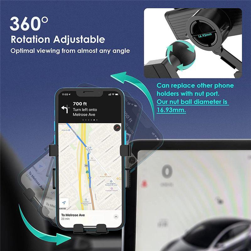 Крепление для мобильного телефона для Tesla Model 3 Model Y, Держатель-подставка для телефона на приборную панель, Регулируемое вращение на 360°, Аксессуары