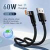 60 Вт USB Type-C 90° Кабель для быстрой зарядки Угловой Type-C Шнур для быстрой зарядки для Samsung Xiaomi Huawei OnePlus Android Устройств