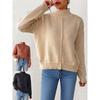 Women's Casual Top Autumn Winter Women's Solid Color Half Turtleneck Base Shirt Pullover Sweater