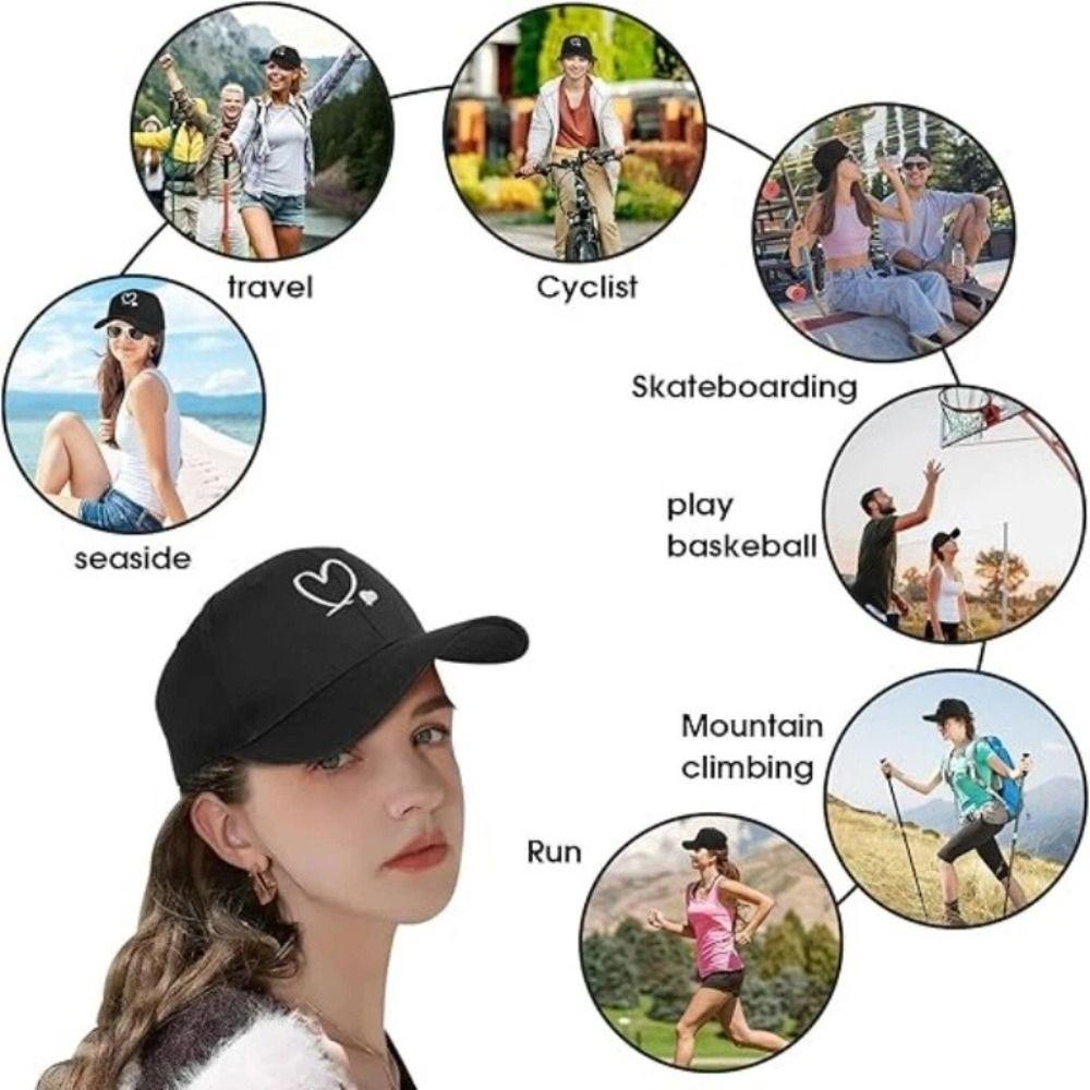 Heart Embroidered Baseball Cap UV Protection Hip Hop Hat Fashion Sun Hat Outdoor