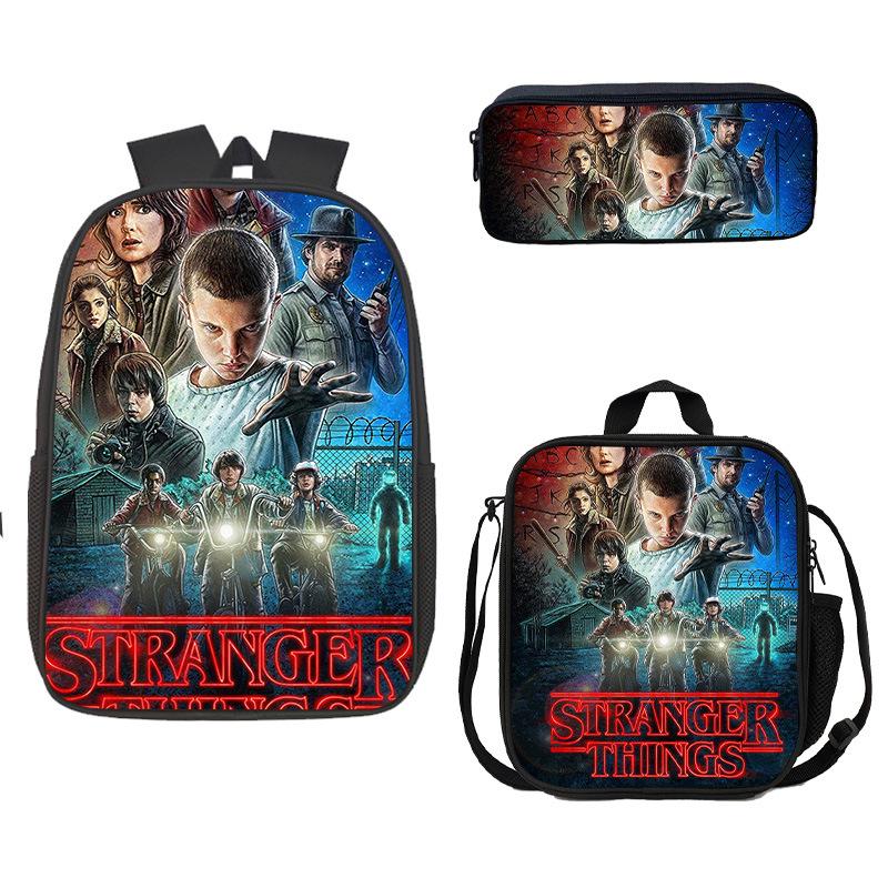 Школьная сумка, Пенал, Сумка для еды Stranger Things, Карта Z, Трехсекционный рюкзак большой емкости, Цветной
