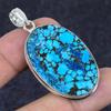Natural Tibetan Turquoise 925 Sterling Silver Jewelry Pendant 2.13" i2D30