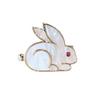 Women Rabbit Shape Brooch Shiny Rhinestones Inlaid Pin Enamel Surface Suit Collar Shawl Scarf Badge Costume Accessories