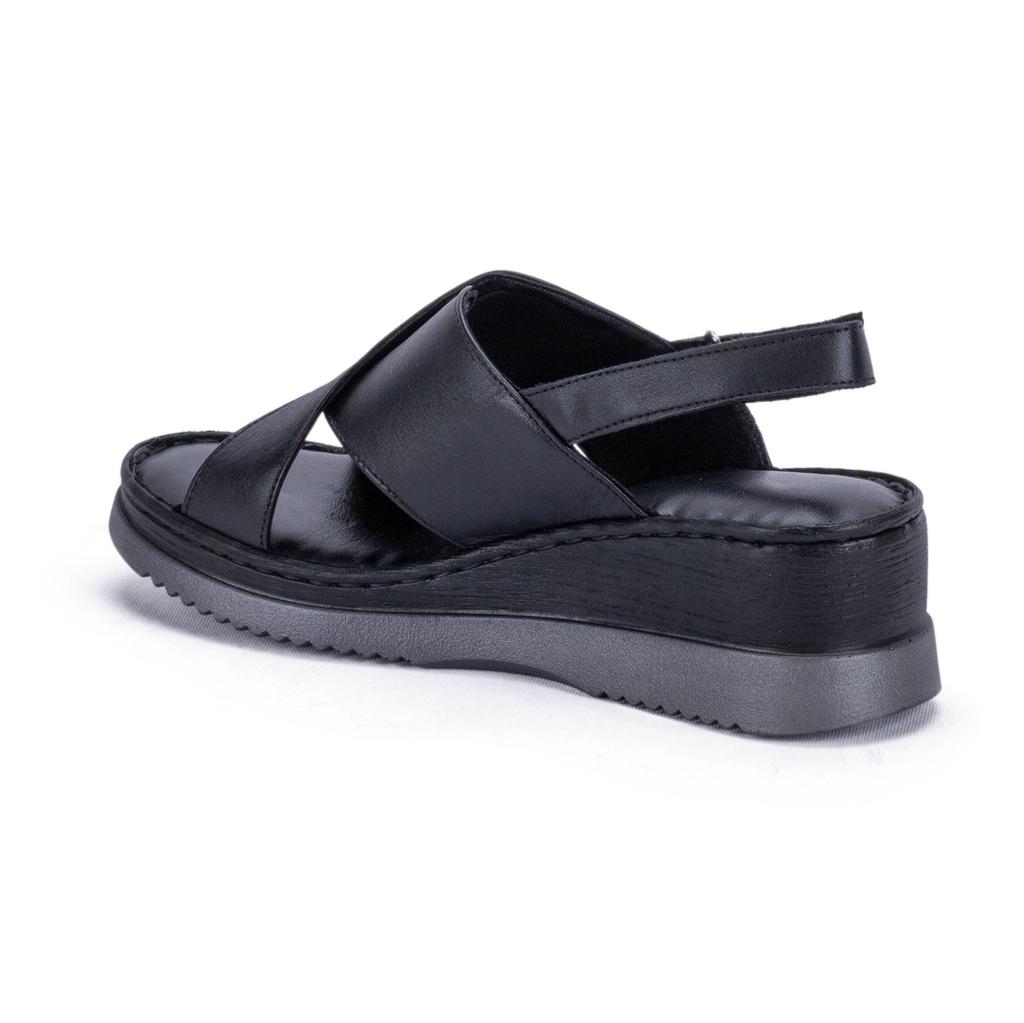 Женские удобные повседневные сандалии из натуральной кожи на танкетке с анатомическим каблуком