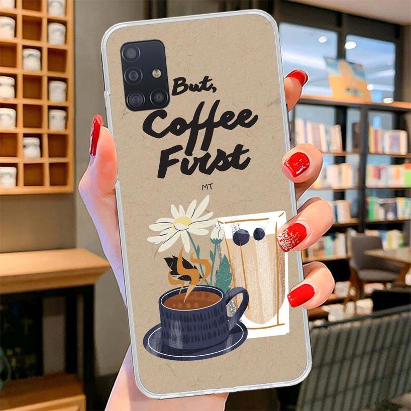 Coffee Wine Cup Cover Phone Case For Samsung Galaxy A12 A22 A32 A52 A72 A02S Phone Case Note 20 Ultra 10 S10 Plus A51 A71 A50S A