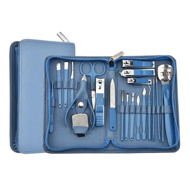 Рождественский подарок, маникюрный набор, набор из 22 предметов, кусачки для ногтей, ножницы для омертвевшей кожи, инструменты для ухода за лицом, профессиональный набор для педикюра, домашние путешествия