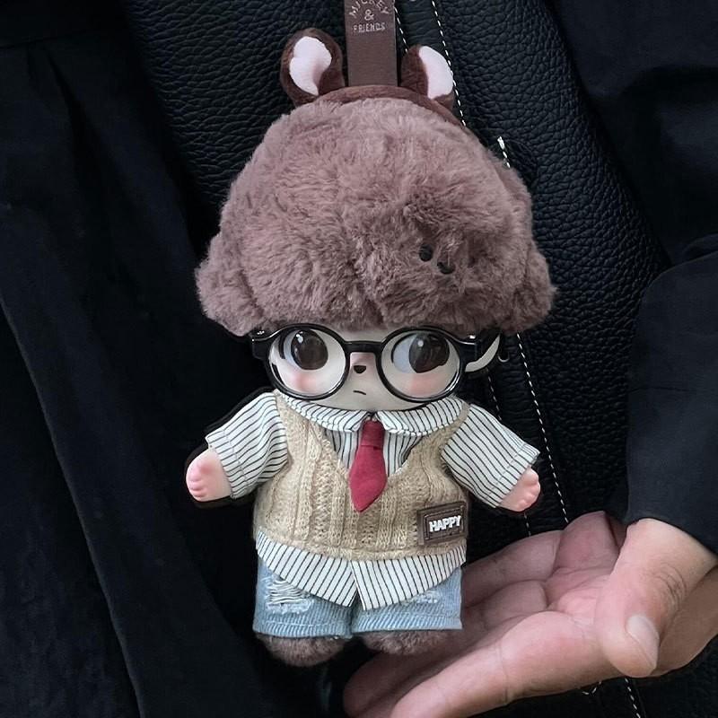 15cm Dimoo Animal Kingdom Series Doll Outfit Set - British Style Shirt Jeans Glasses Accessory Collectible Vinyl Figure