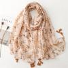 Boho Chic Ink Rose Print Bali Yarn Scarf - Lightweight, Breathable Shawl for Women | Versatile Accessory for Any Outfit