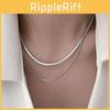 Premium Double Layered Snake Bone Chain Necklace For Women With Geometric Design In Elegant Gold Color