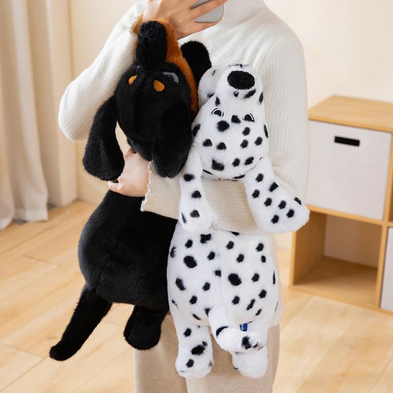 6080100Cm Simulated Black Dog Plush Toy Lifelike Dalmatian Plush Doll Soft Stuffed Animal Boy Girl Birthday Gift