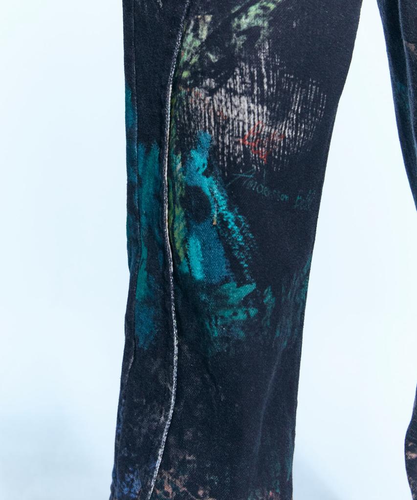 ADSB ANDERSSON BELL Black Scratch Curved Wide Jeans Apa644M(Black)
