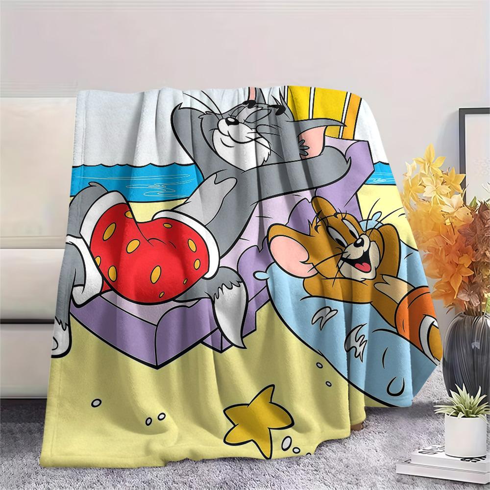 Tom and Jerry2 Flannel Blanket, High quality Comfortable for All Seasons, Home Decor, Warmth and Comfort