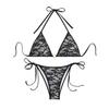 2Pcs/Set Women Bikini Set Halter Swimsuit with Bow Lace-ups Low-rise Swimming Trunks Set