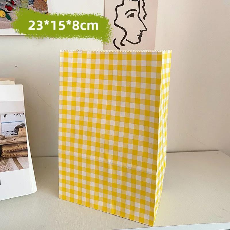 5/10 шт. красочный клетчатый крафт-бумажный пакет для печенья, конфет, подарочная упаковка, вертикальная сумка для хранения на день рождения, милое украшение своими руками