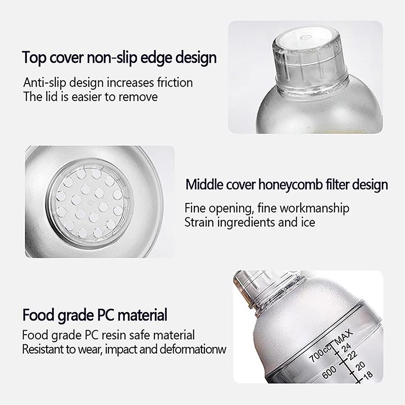 Plastic Cocktail Shaker Hand Shaker Cup With Scales 350Ml/530Ml/700Ml/1000Ml Milk Tea Wine Drink Shaker Mixer Bar Tool