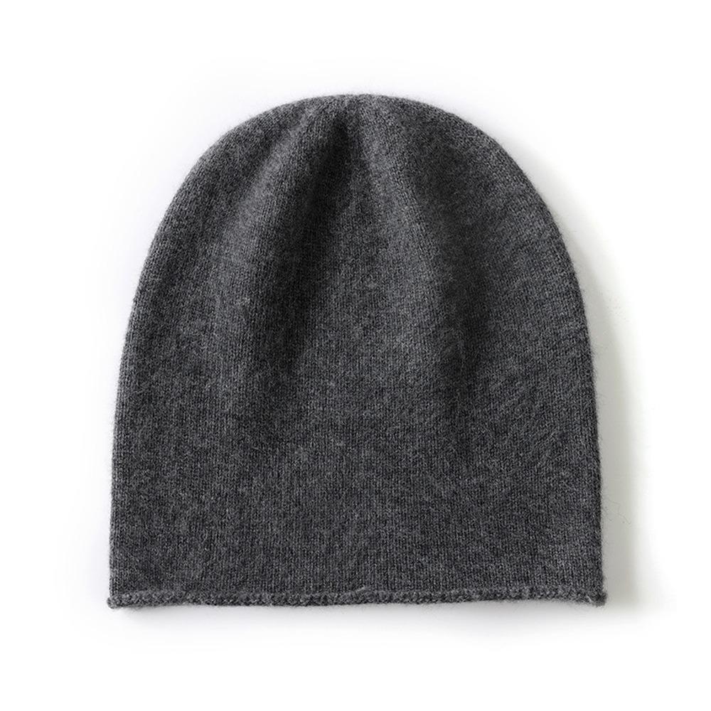 Casual Cashmere Cashmere Knitted Hat Solid Color Unisex Beanie Hat Rolled Edge Ear Protection Cap