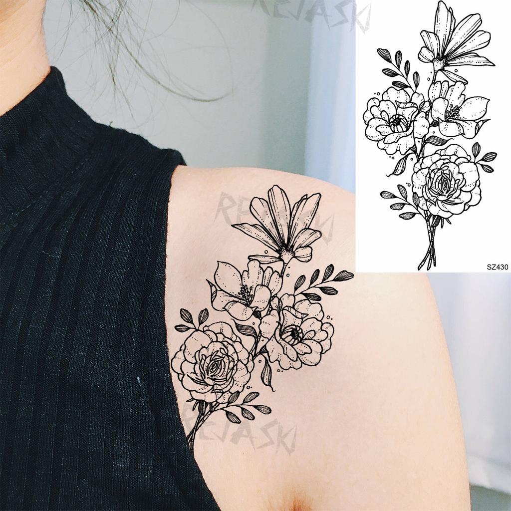Hyacinth Daisy Temporary Tattoos For Women Girl Lavender Peony Fake Tattoo Sticker Daffodil Tulip Wrist Fashion Waterproof Tatoo