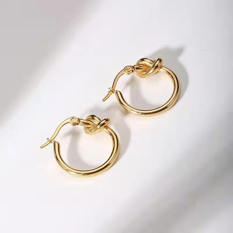 Корейские модные серьги из нержавеющей стали для женщин, трендовые серьги 2023 года золотого цвета с простым узлом, женские серьги Kpop